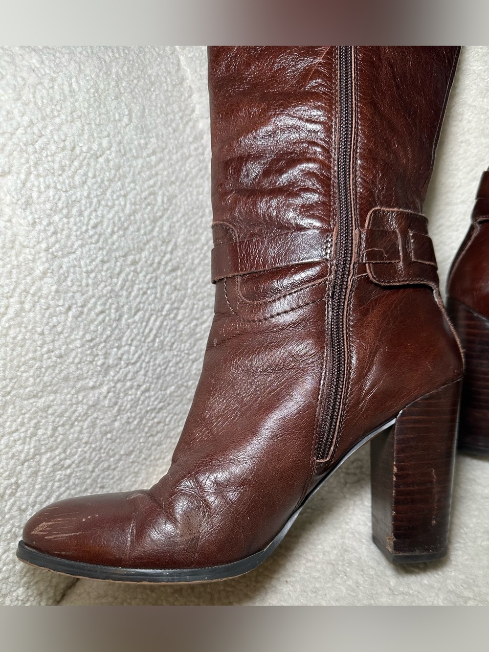 Audrey Brooke Brown Leather Boots Knee High Riding Fall Rich Preppy Classic 7.5 - Picture 8 of 16